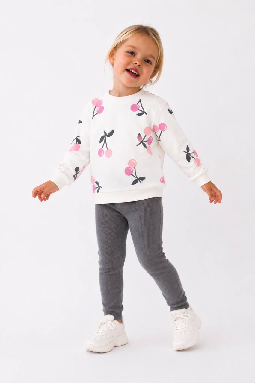 Girls Cherry Print Sweatshirt & Leggings Set