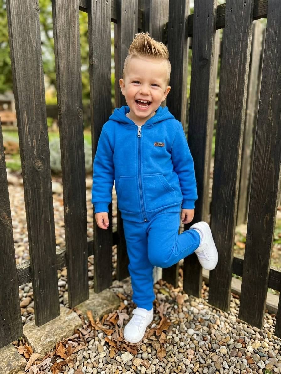 Fleece Hooded Tracksuit Set – 2 Pieces - blue