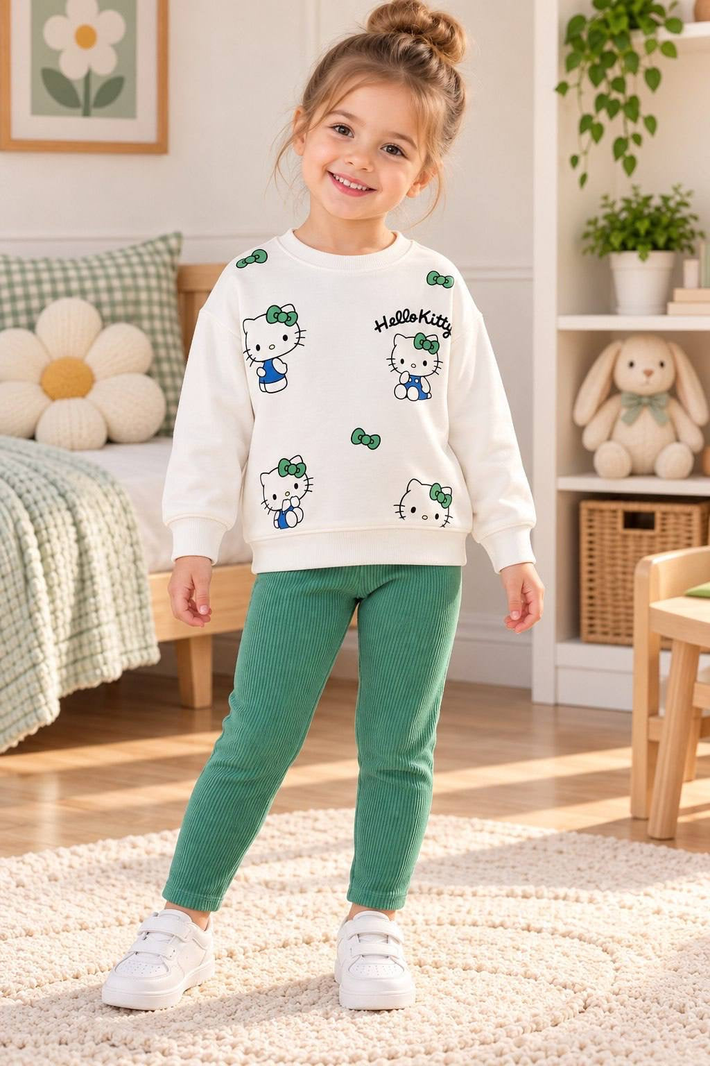Hello kitty cotton set - green
