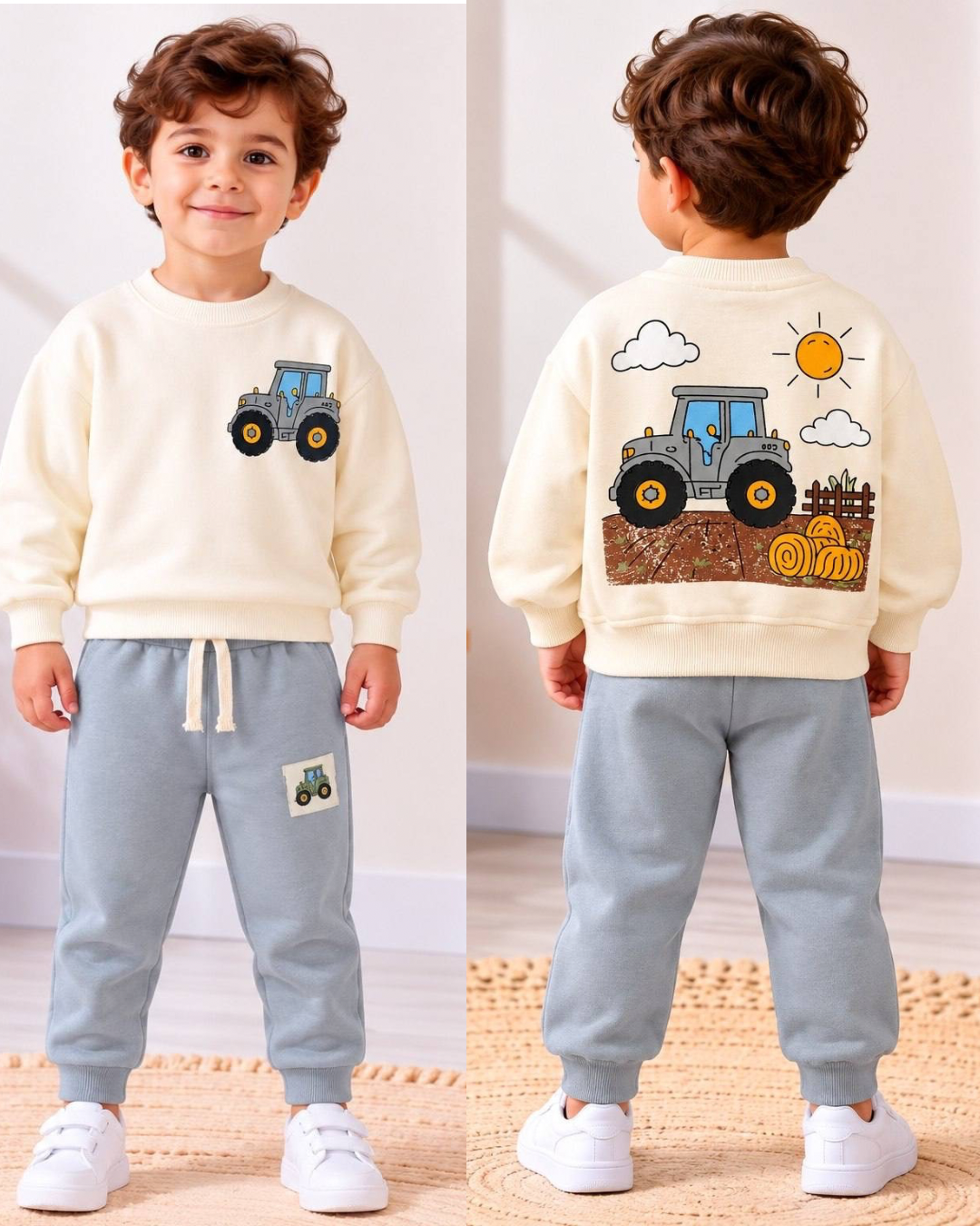 Tractor print-Cotton set - blue