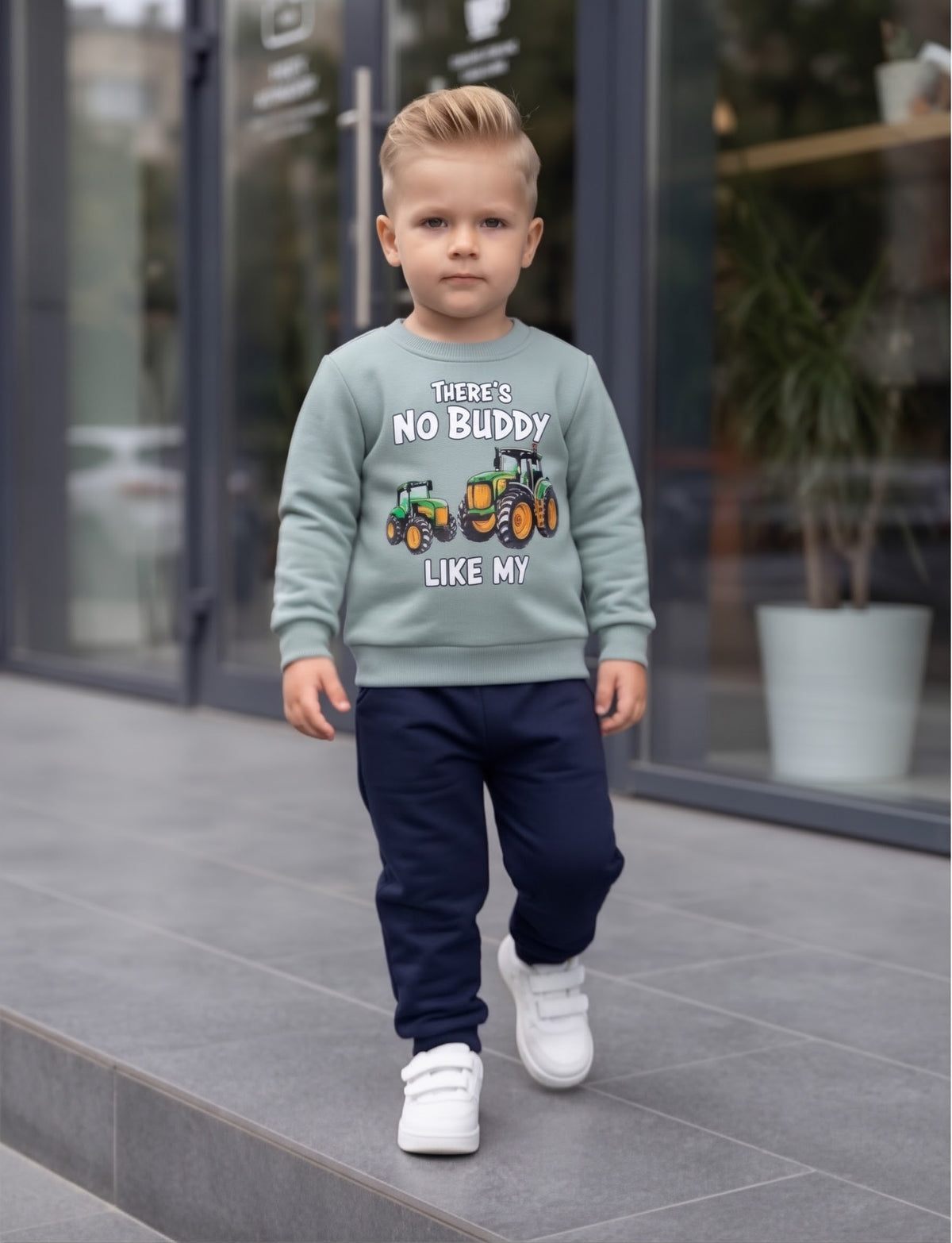 “No Buddy Like My” fleece Set – Sage Green