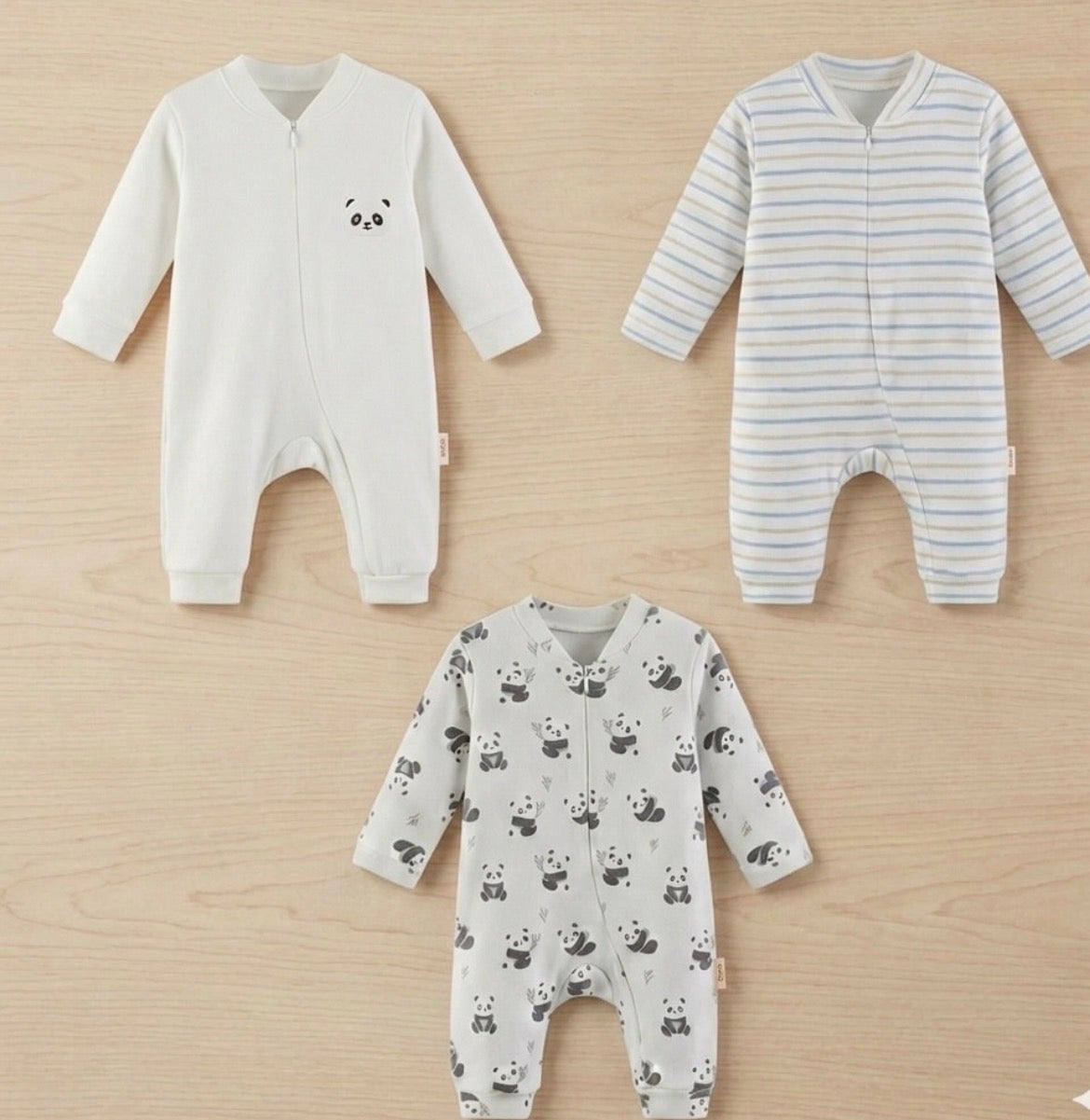 Little Panda 3-Pack Baby Overalls