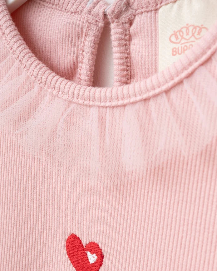 Girl's Dress Tulle with hearts Detail and Hair Clip