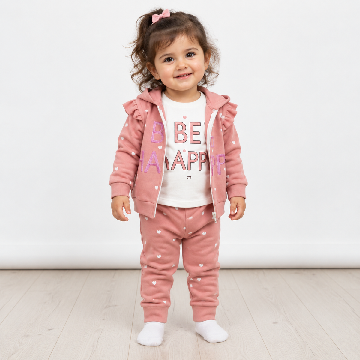 3 piece cotton set a Be Happy - Pink