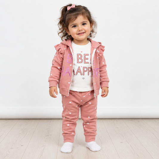 3 piece cotton set a Be Happy - Pink