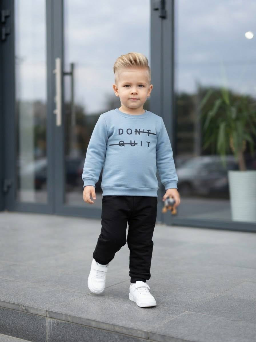 Don’t quit - Do it. Dusty blue fleece set & black pants