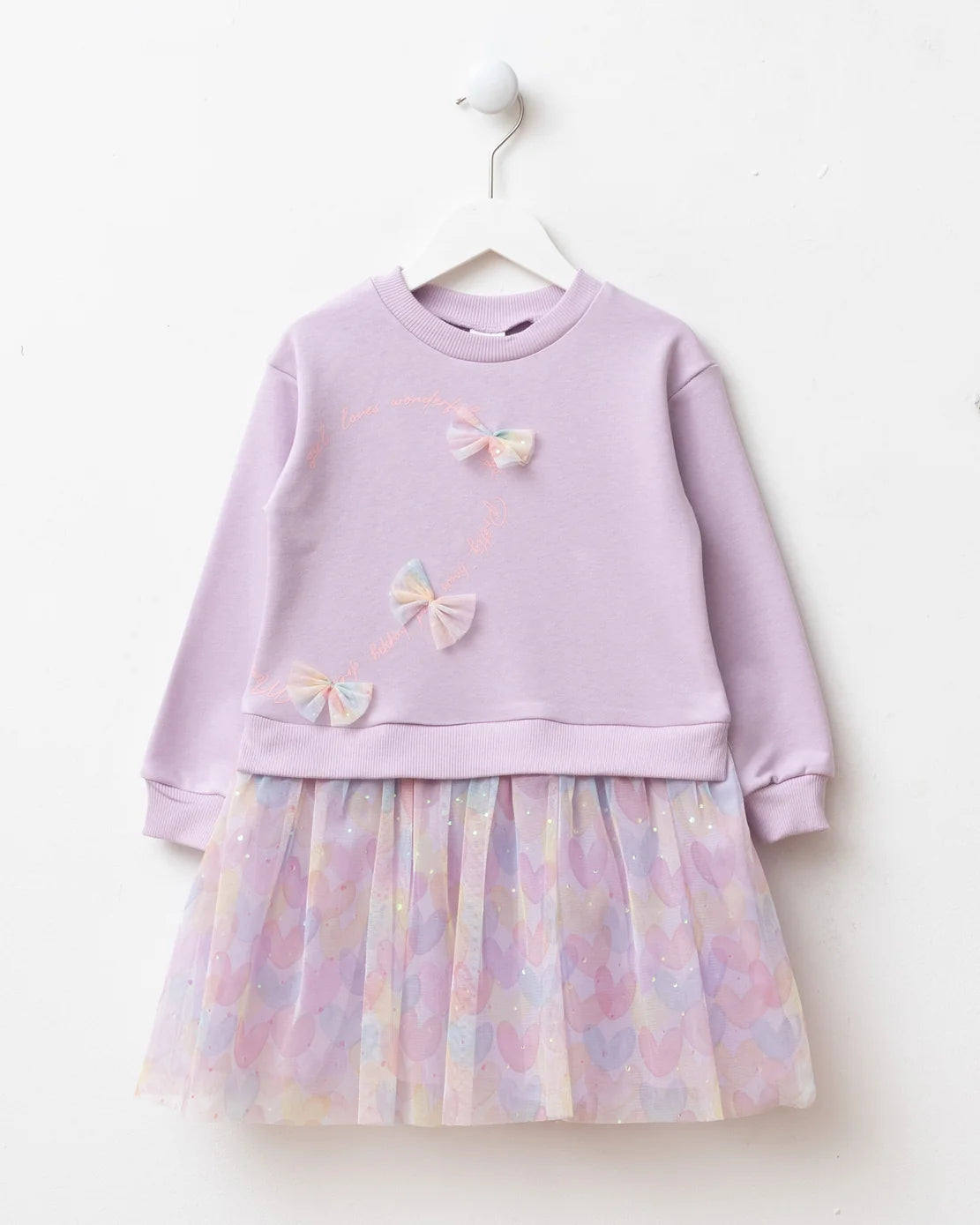 Girls Bow & Heart Tulle Dress