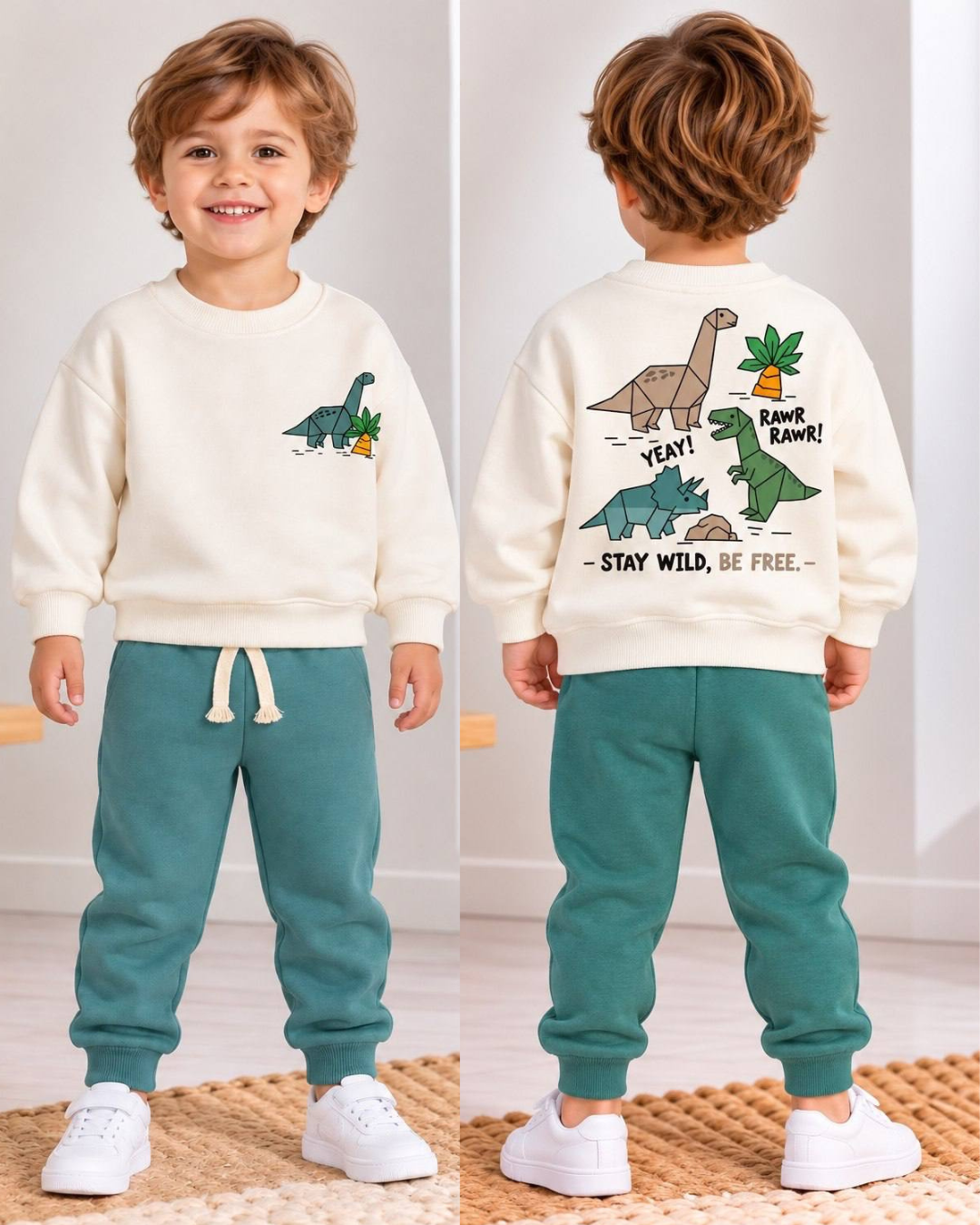 Dinosaurs cotton set - petrol