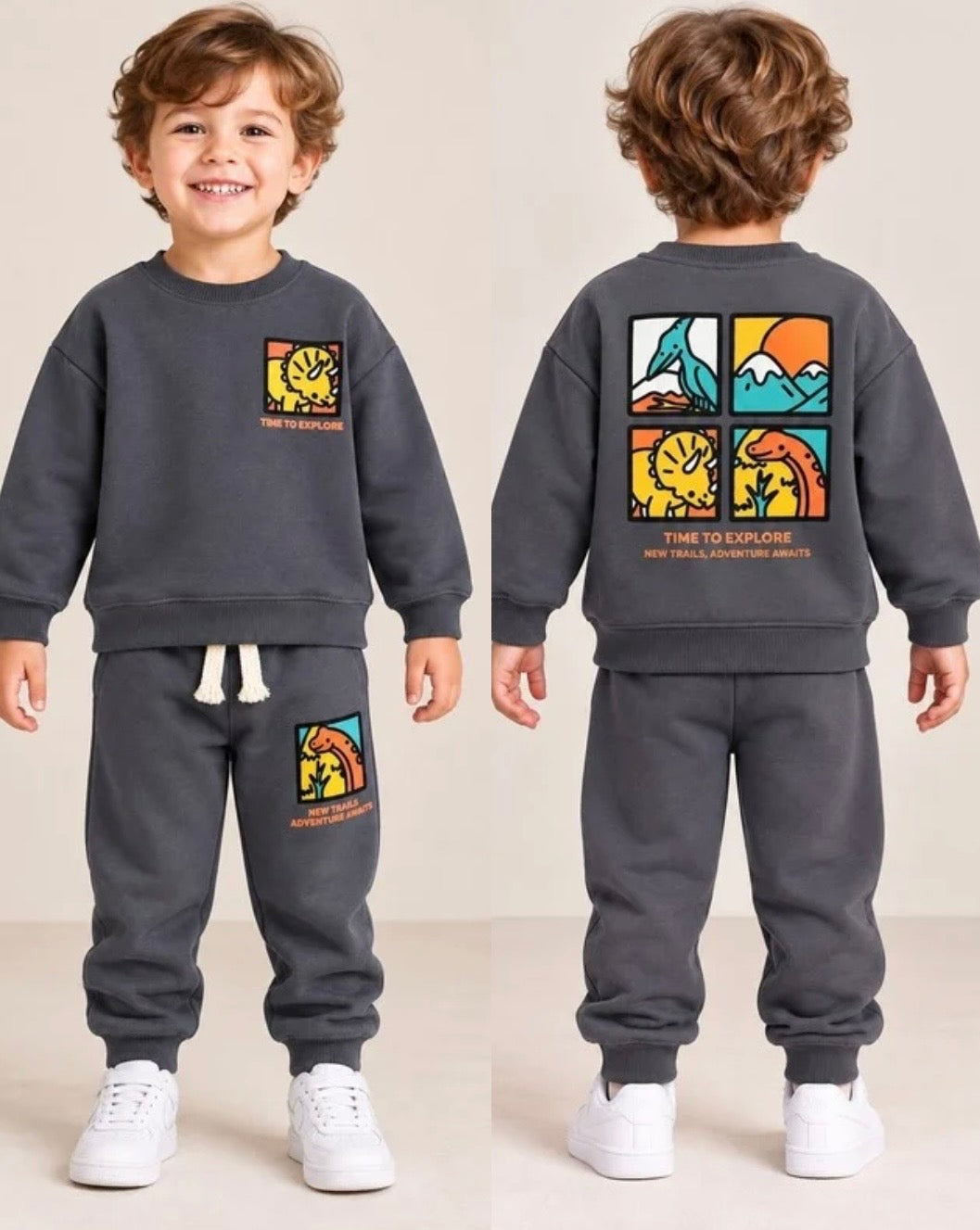 Dino little explorer coton set- gray