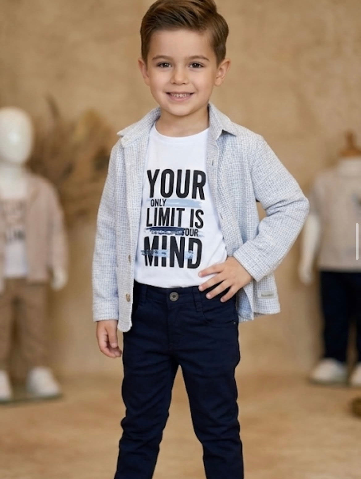 Boys’ Smart Casual 3-Piece Outfit Set – Light Blue & Navy