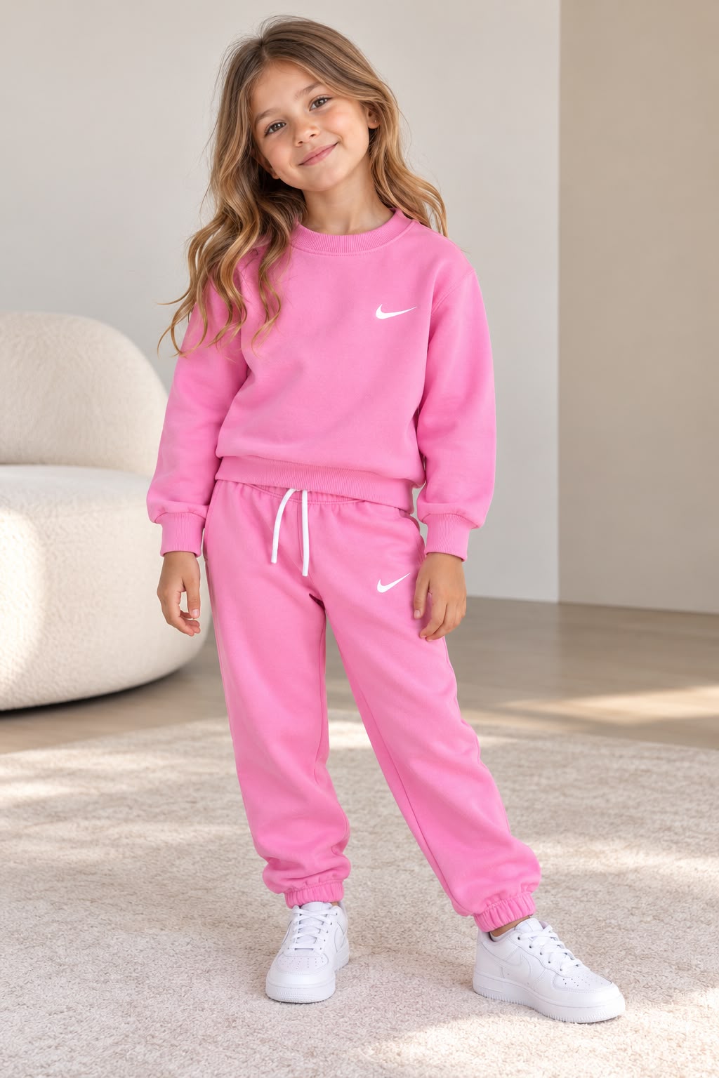 ’ Nike Fleece Sweatshirt & Joggers Set – bubblegum pink
