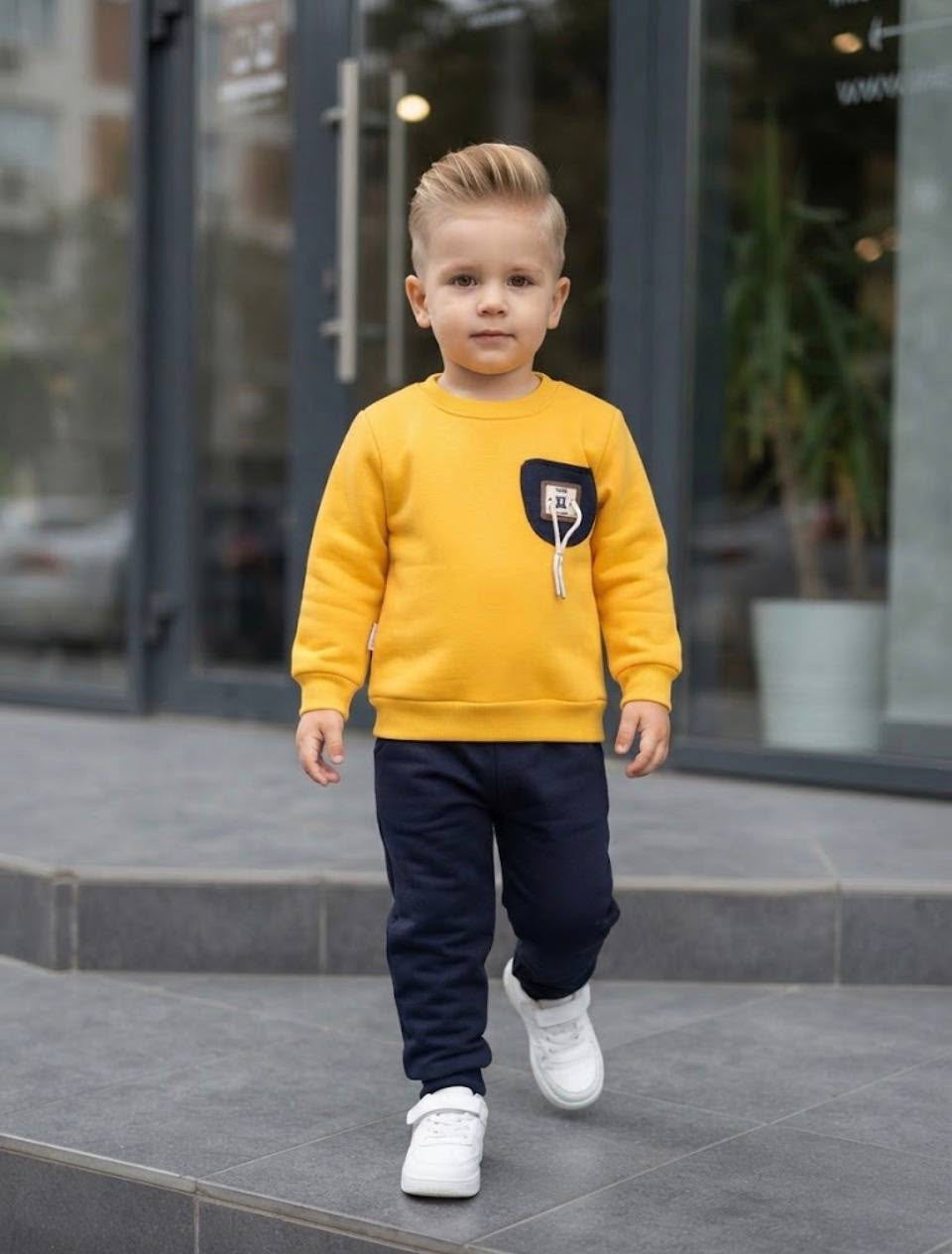 Mustard Yellow & Navy Fleece Set