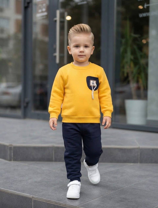 Mustard Yellow & Navy Fleece Set