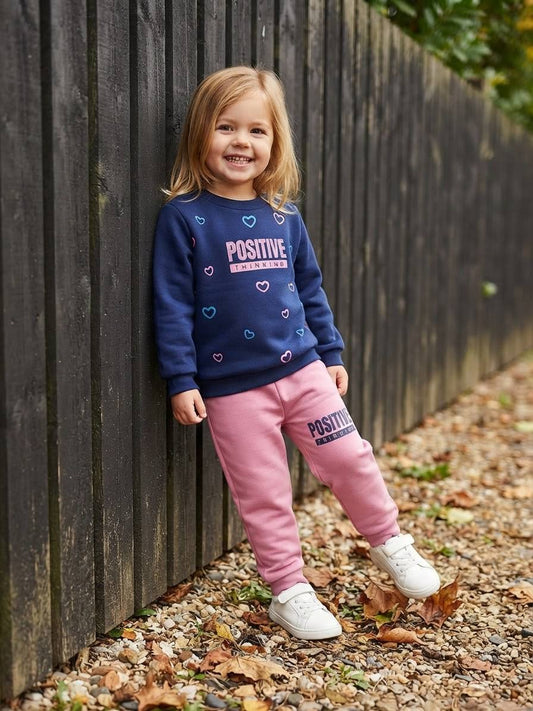 Positive Vibes 2-Piece set – Pink & Navy Blue