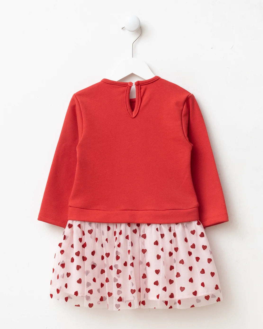 Girls Red Bow & Heart Tulle Dress