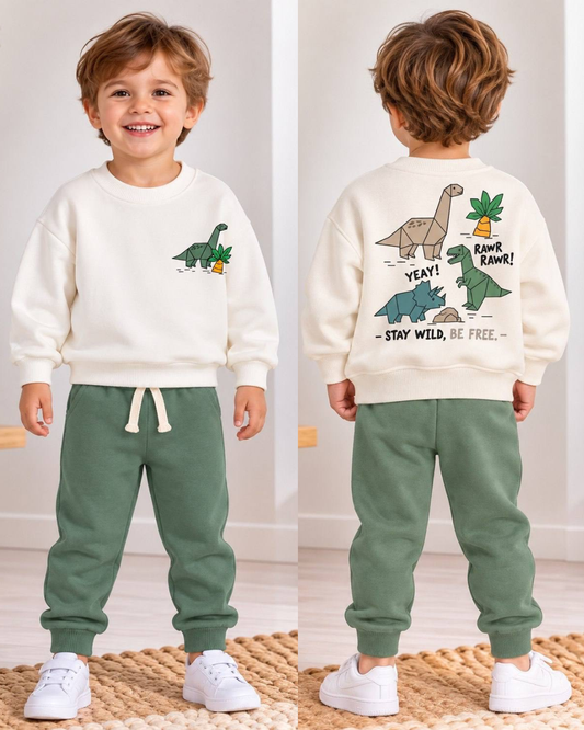Dinosaur cotton set - olive
