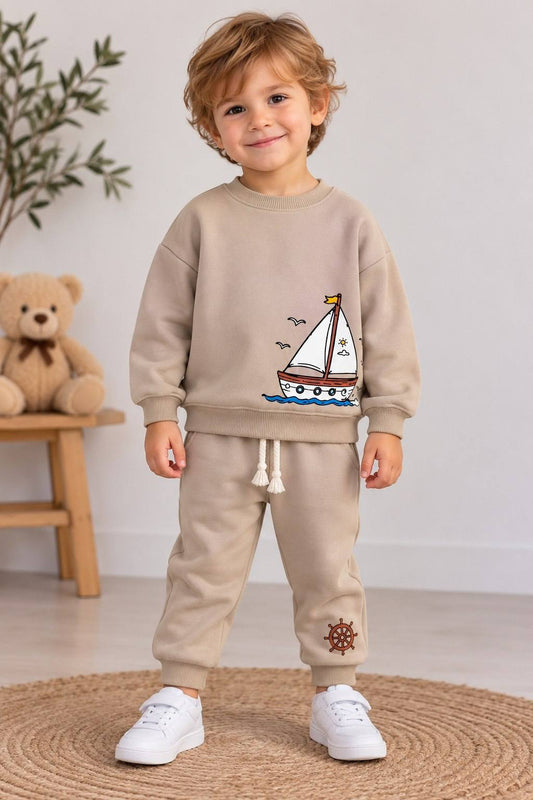 Sailor Sweatshirt & Jogger Set- mocca