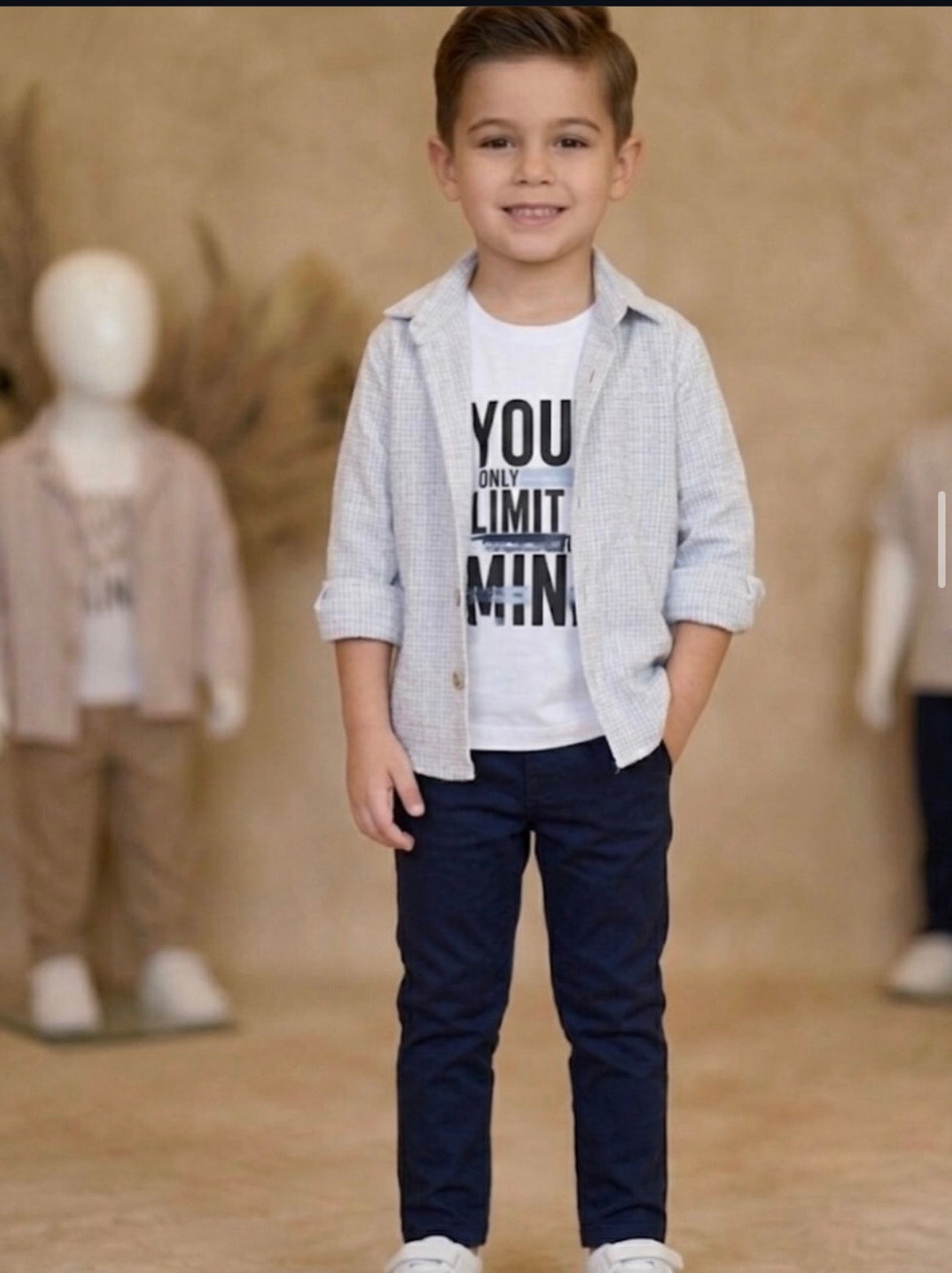 Boys’ Smart Casual 3-Piece Outfit Set – Light Blue & Navy