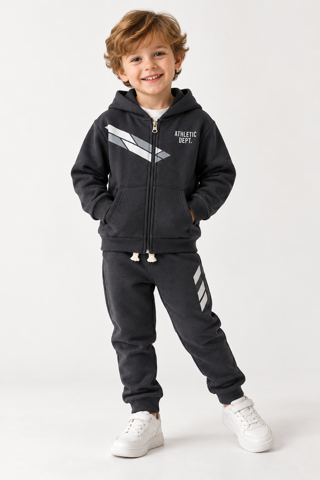 Athletic Fleece Tracksuit – 2-Piece Set dark gray