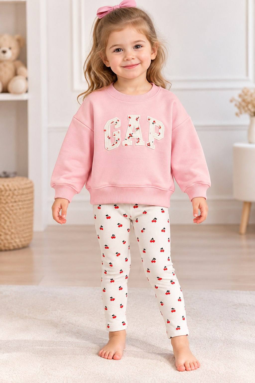 GAP Cotton set - Cherry Sweatshirt & Leggings - Pink