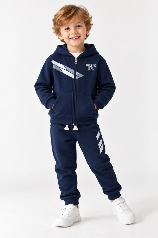 Athletic fleece Tracksuit - Navy Set