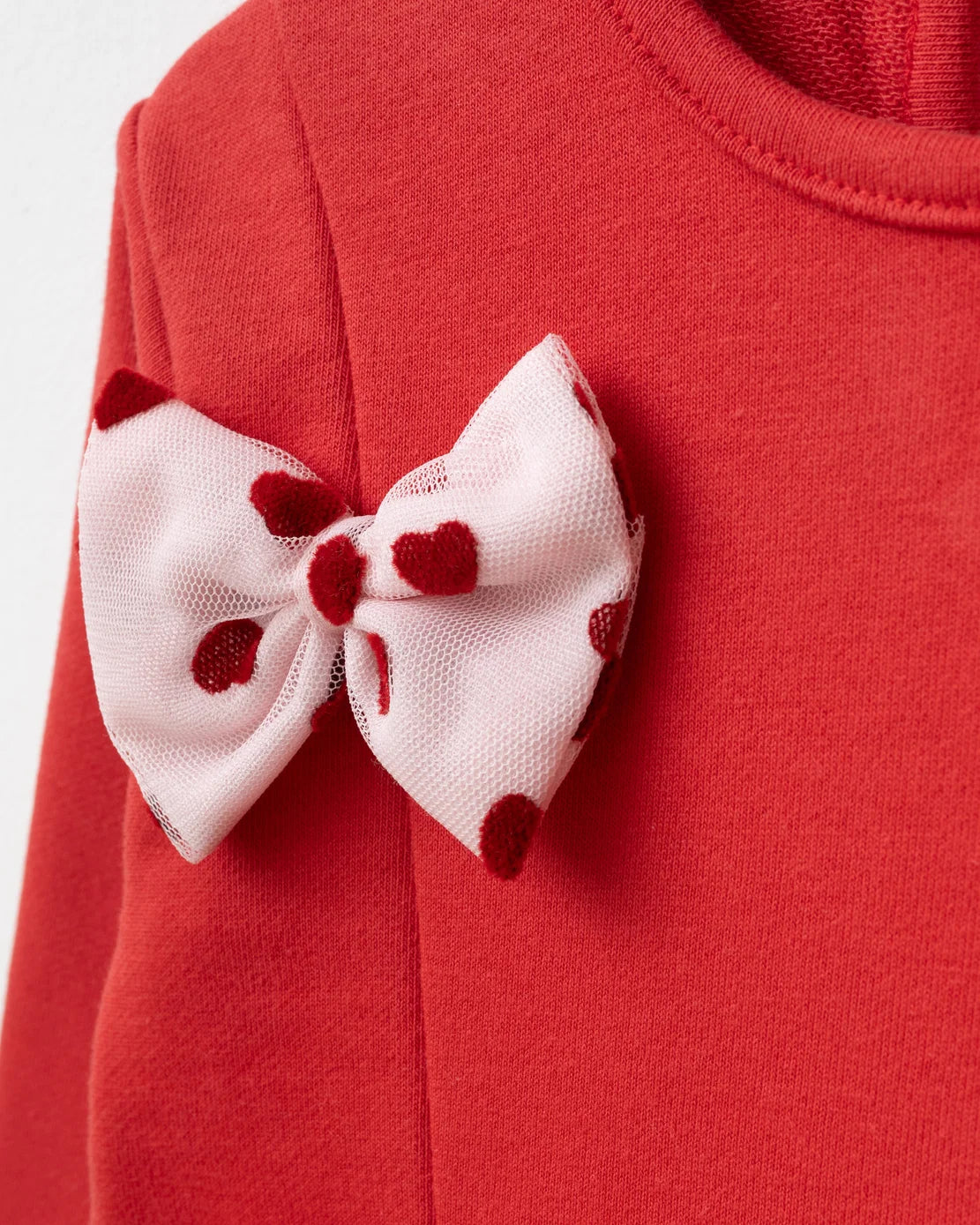 Girls Red Bow & Heart Tulle Dress