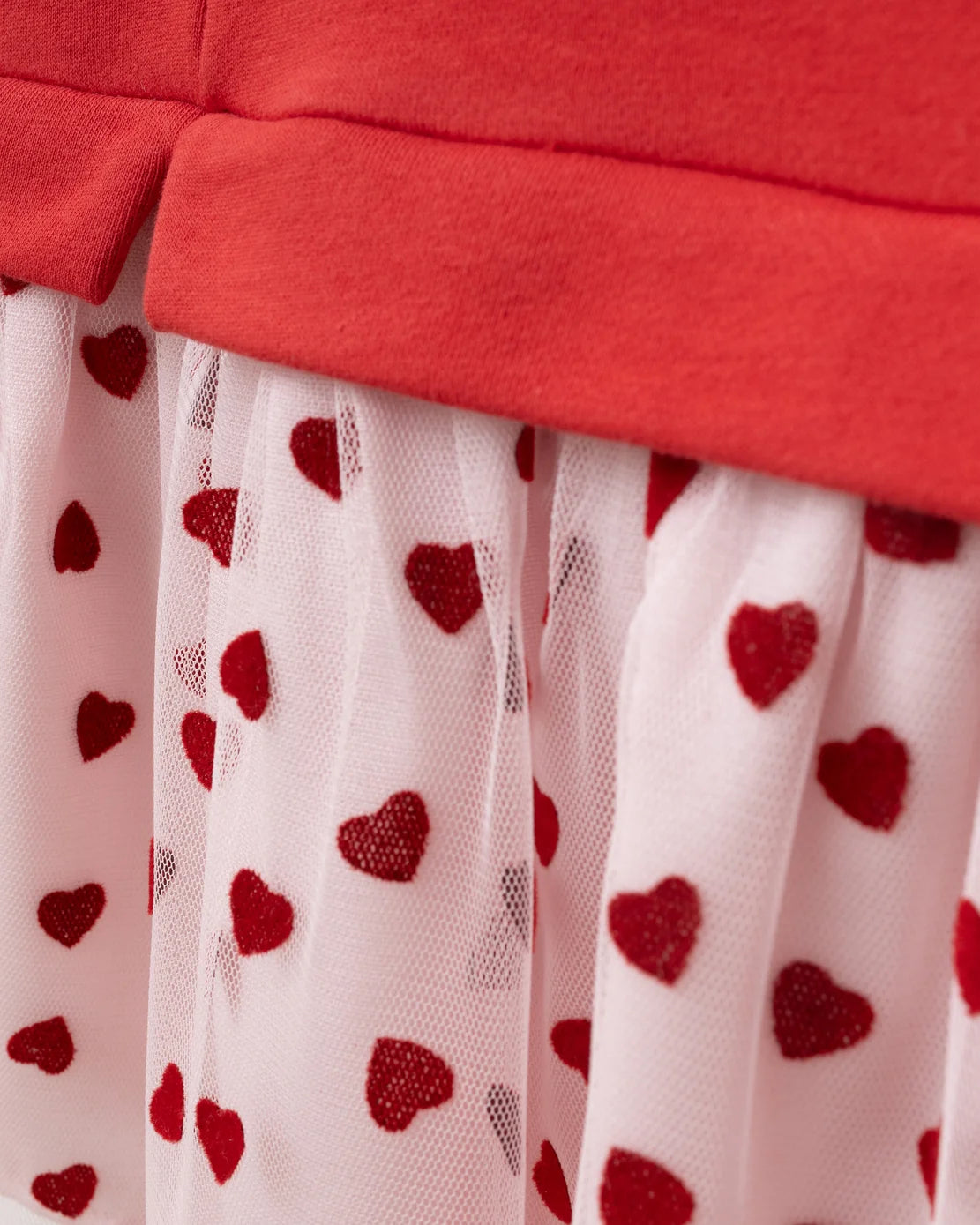 Girls Red Bow & Heart Tulle Dress