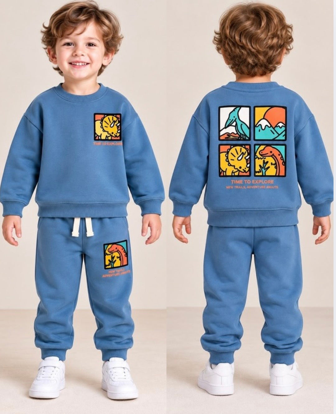 Dino little explorer cotton set- blue