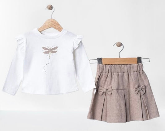 Baby Girl Dragonfly Top & Bow Skirt Set