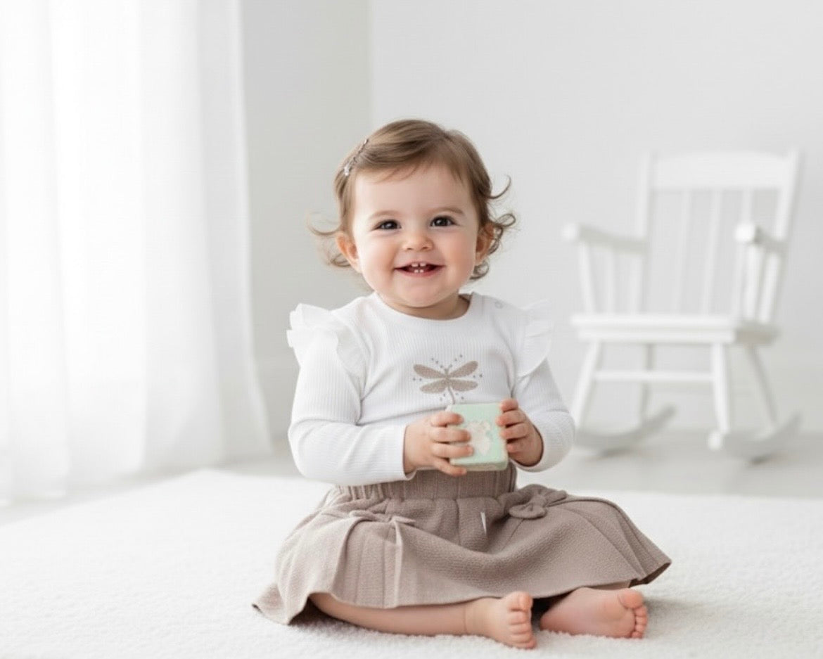 Baby Girl Dragonfly Top & Bow Skirt Set