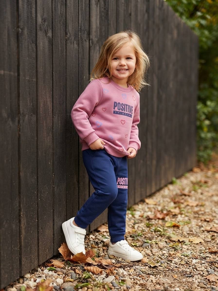 Positive Vibes 2-Piece set – Pink & Navy Blue