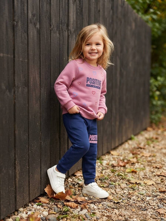 Positive Vibes 2-Piece set – Pink & Navy Blue