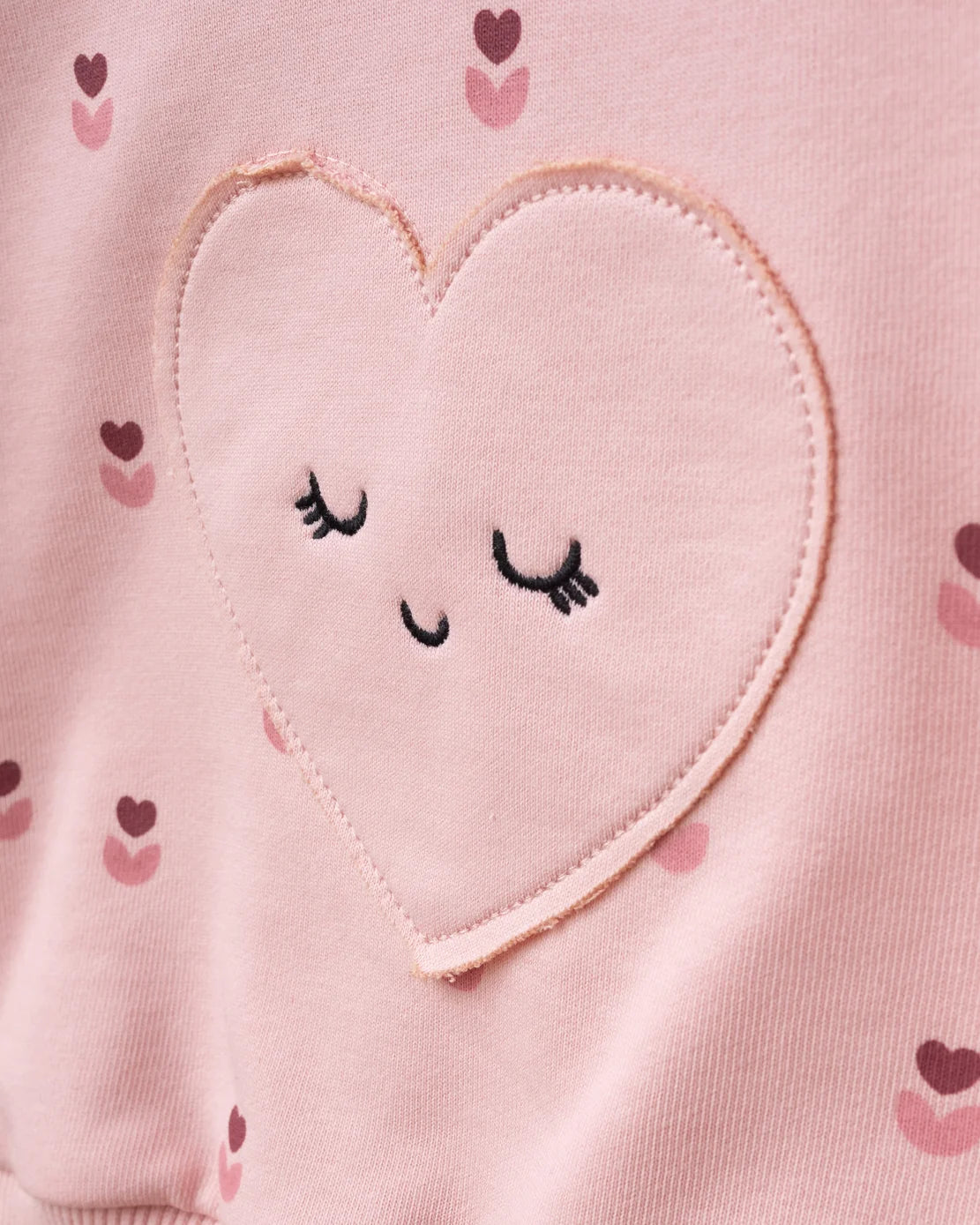Girls Pink Heart Sweatshirt & Flared Pants Set