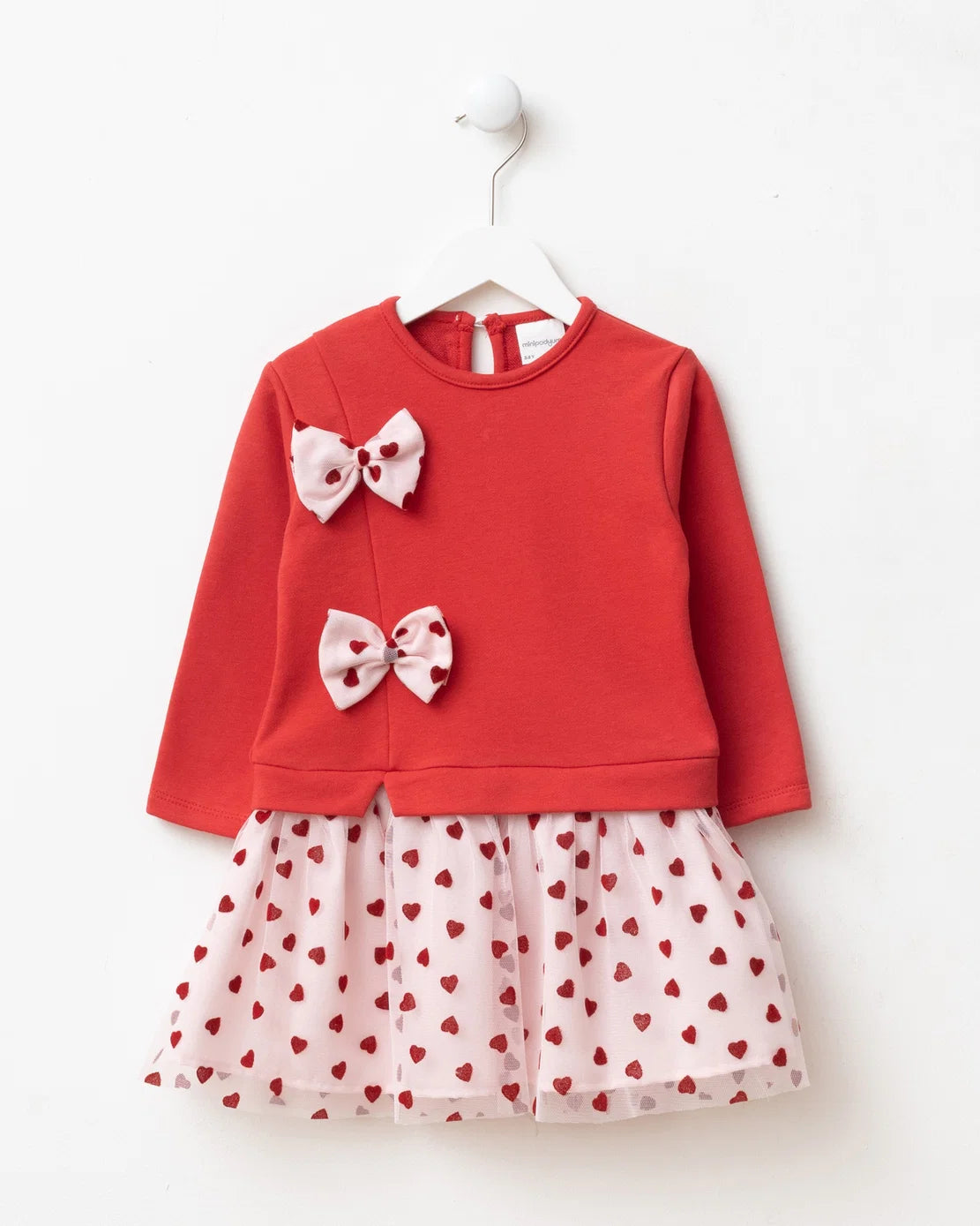 Girls Red Bow & Heart Tulle Dress