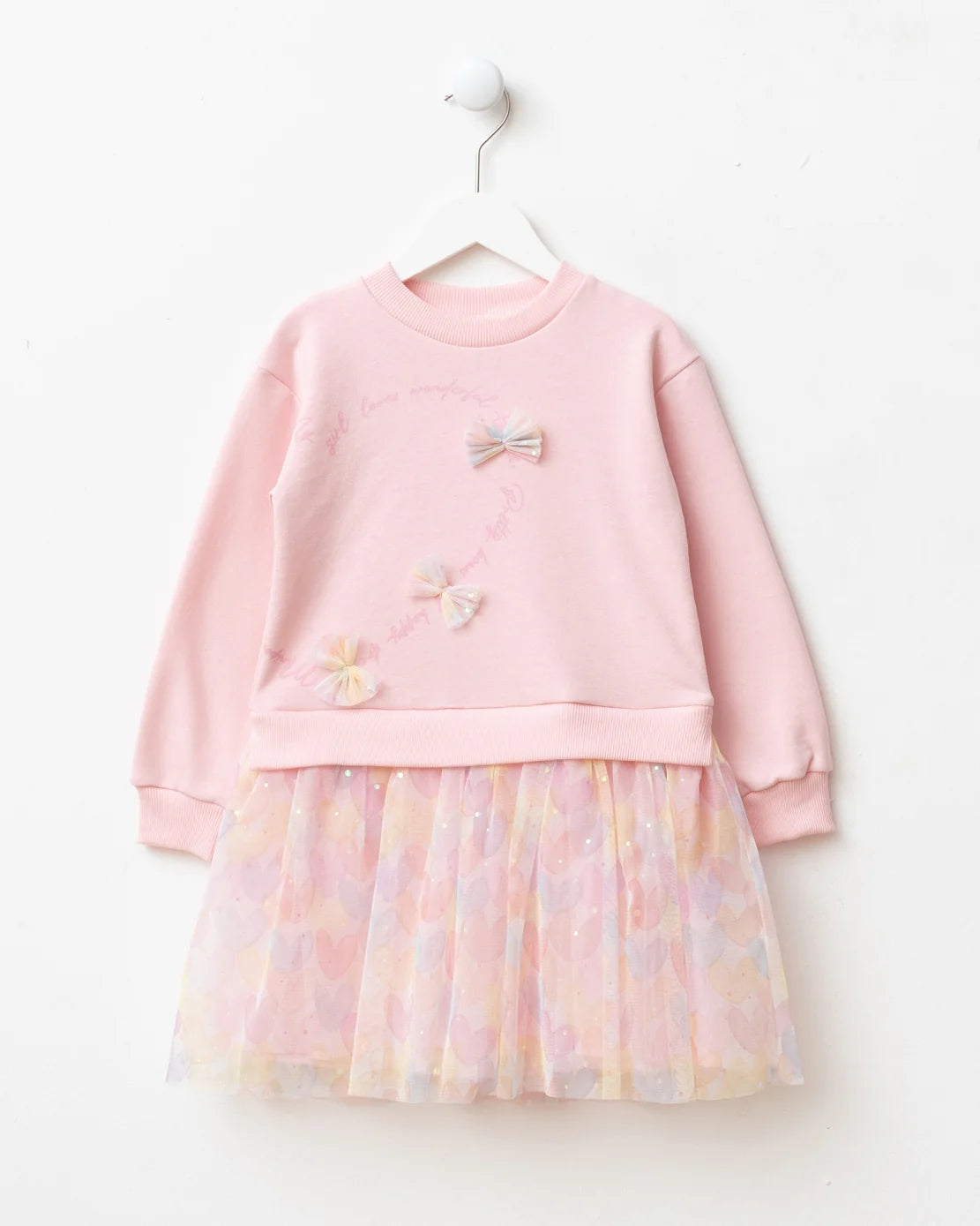 Girls Bow & Heart Tulle Dress