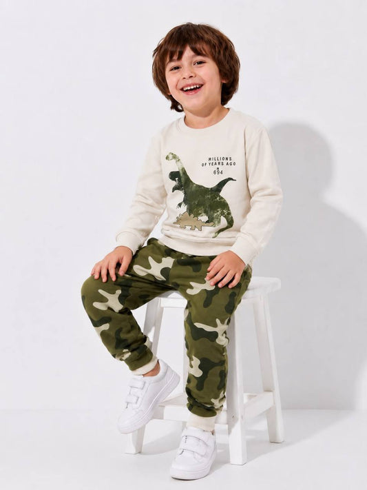 Boys Dinosaur Army Cotton Set