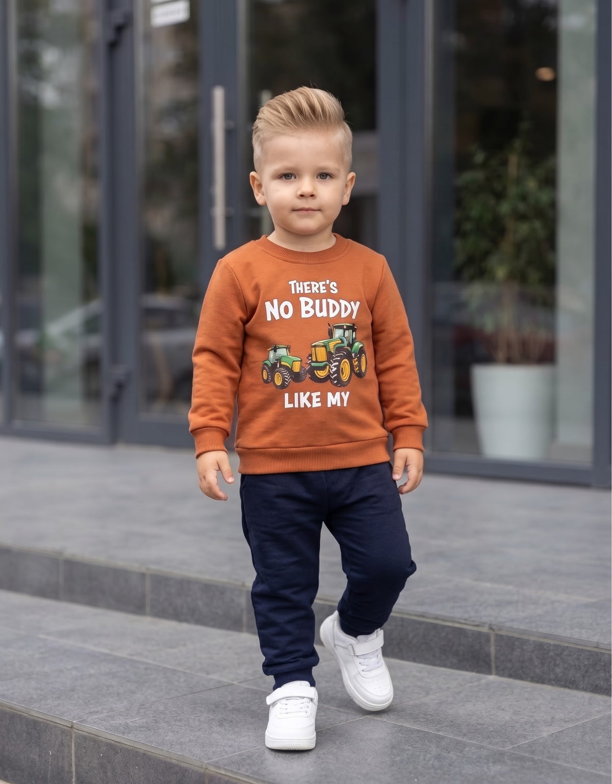 “No Buddy Like My” fleece Set – Rust Brown