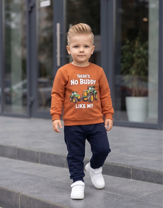 “No Buddy Like My” fleece Set – Rust Brown