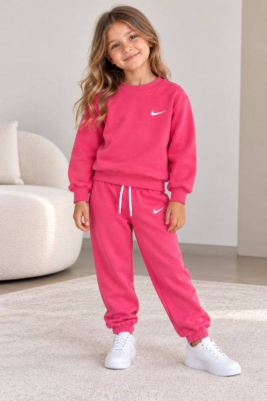 Nike Fleece Sweatshirt & Joggers Set – Magenta Pink